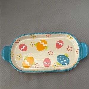 Temptations by Tara Old World Multicolor Egg Hunt Ceramic Small Serving Tray